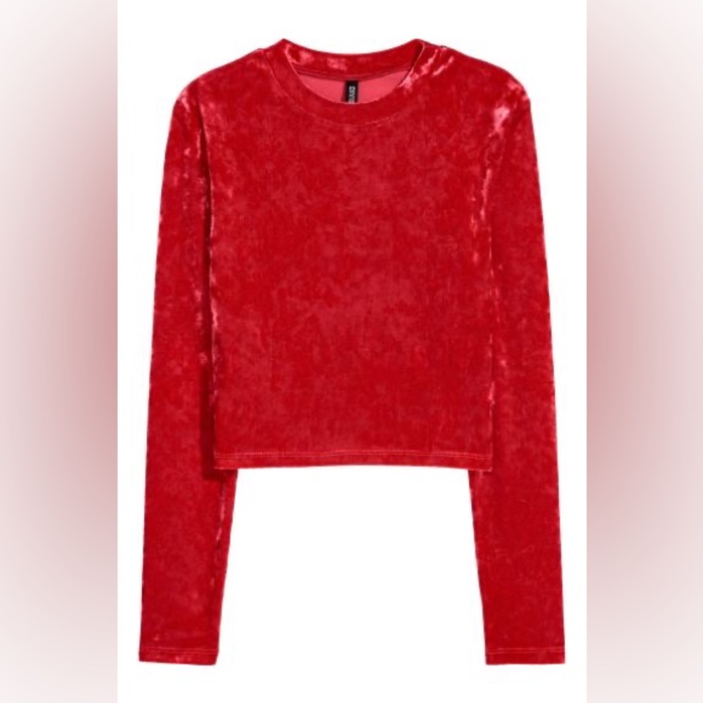 H&M Divided Red Velvet Top